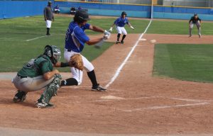 Infielder Andrew MacFarlane at-bat on Thursday, March 17th Aginst Cuesta in Moorpark Ca. Photo credit: Nathan Hafner